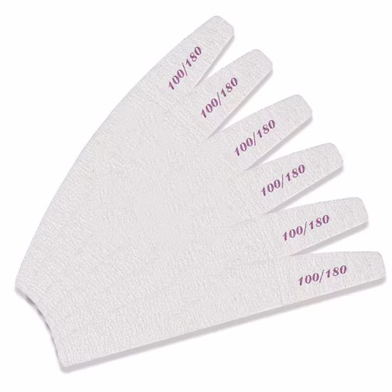 고품질 100/180 에머리 양면 반달 모양 네일 파일 버퍼